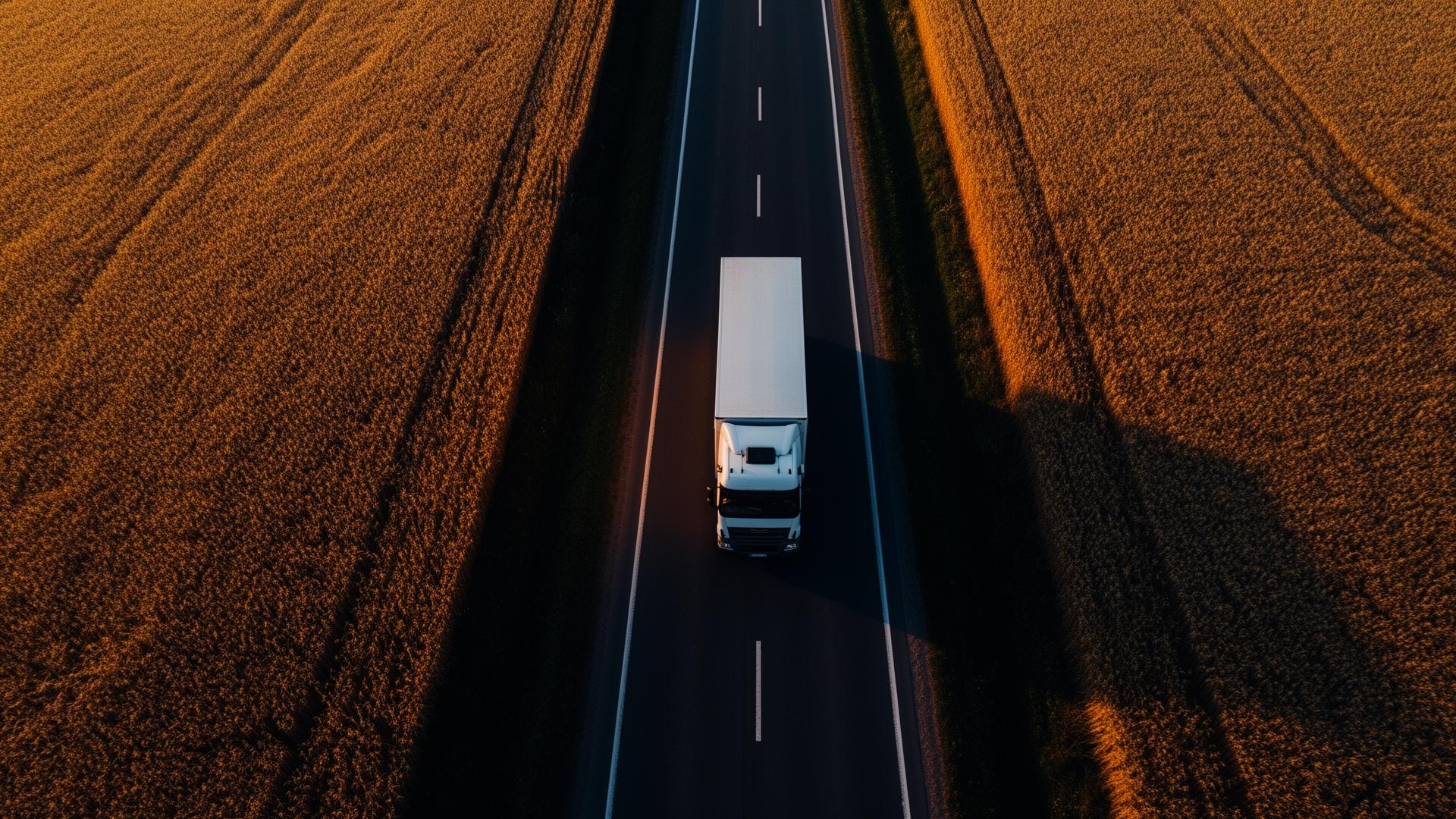 Aerial truck on highway